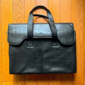 LIKE NEW Danier Black Leather Briefcase Shoulder Bag with Strap